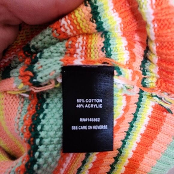 5X 28W Torrid Crochet 70s Knit Mini Sweater Dress Orange Green Sherbet Stretch c - Picture 4 of 9